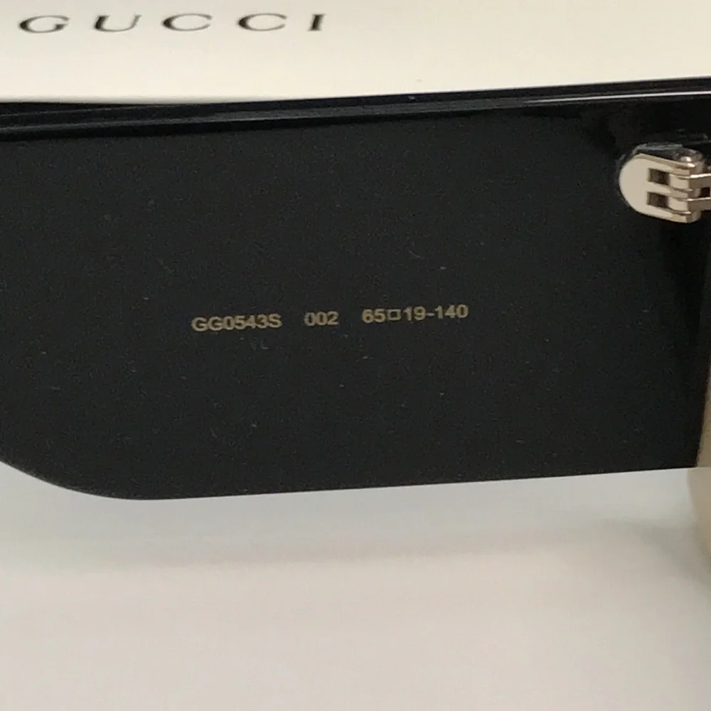 Gucci GG0543S 002 Ivory Black Oversized Rectangular Sunglasses Brown Lens